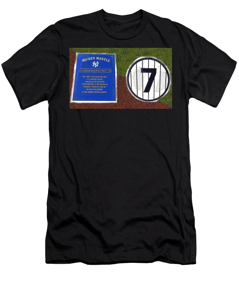 Art T-Shirt featuring the painting Yankee Legends number 7 by David Lee Thompson