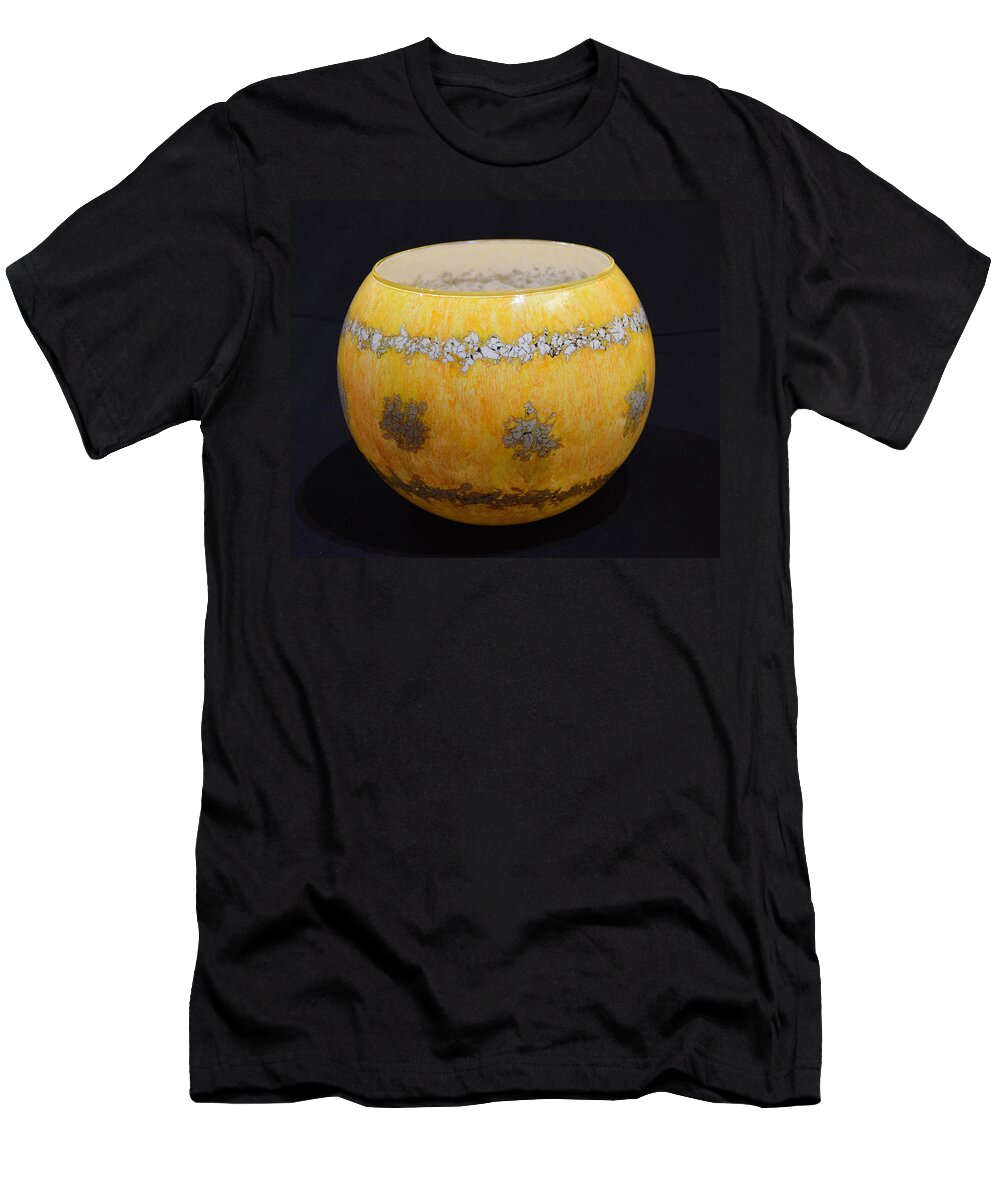Glass T-Shirt featuring the glass art Yellow and White Vase by Christopher Schranck