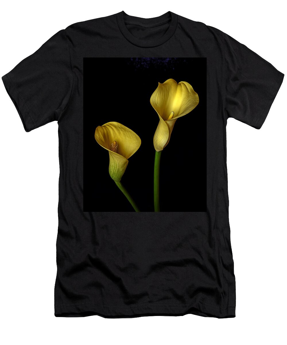 Yellow Callas T-Shirt featuring the photograph Yellow Callas by Wes and Dotty Weber
