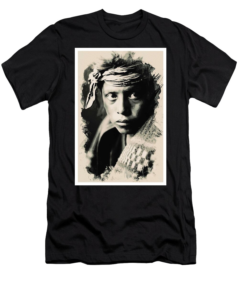 Man T-Shirt featuring the painting Young Faces from the past Series by Adam Asar, No 109 by Celestial Images