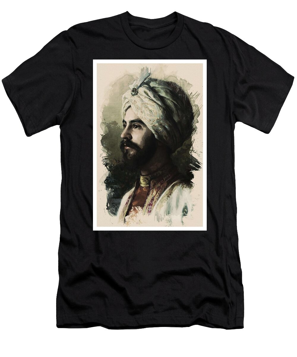 Man T-Shirt featuring the painting Young Faces from the past Series by Adam Asar, No 159 by Celestial Images