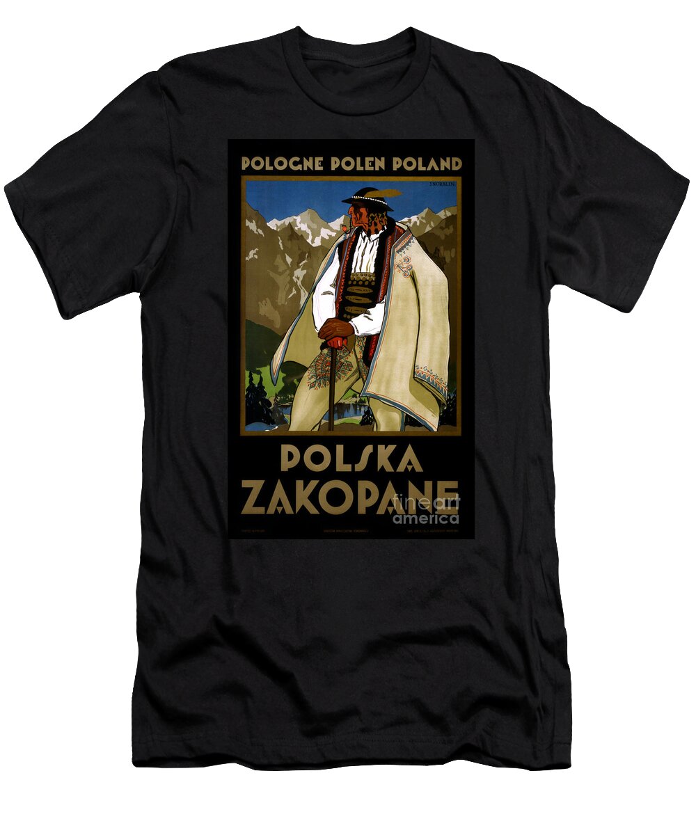 Travel T-Shirt featuring the painting Zakopane Poland Vintage Travel Poster Restored by Vintage Treasure