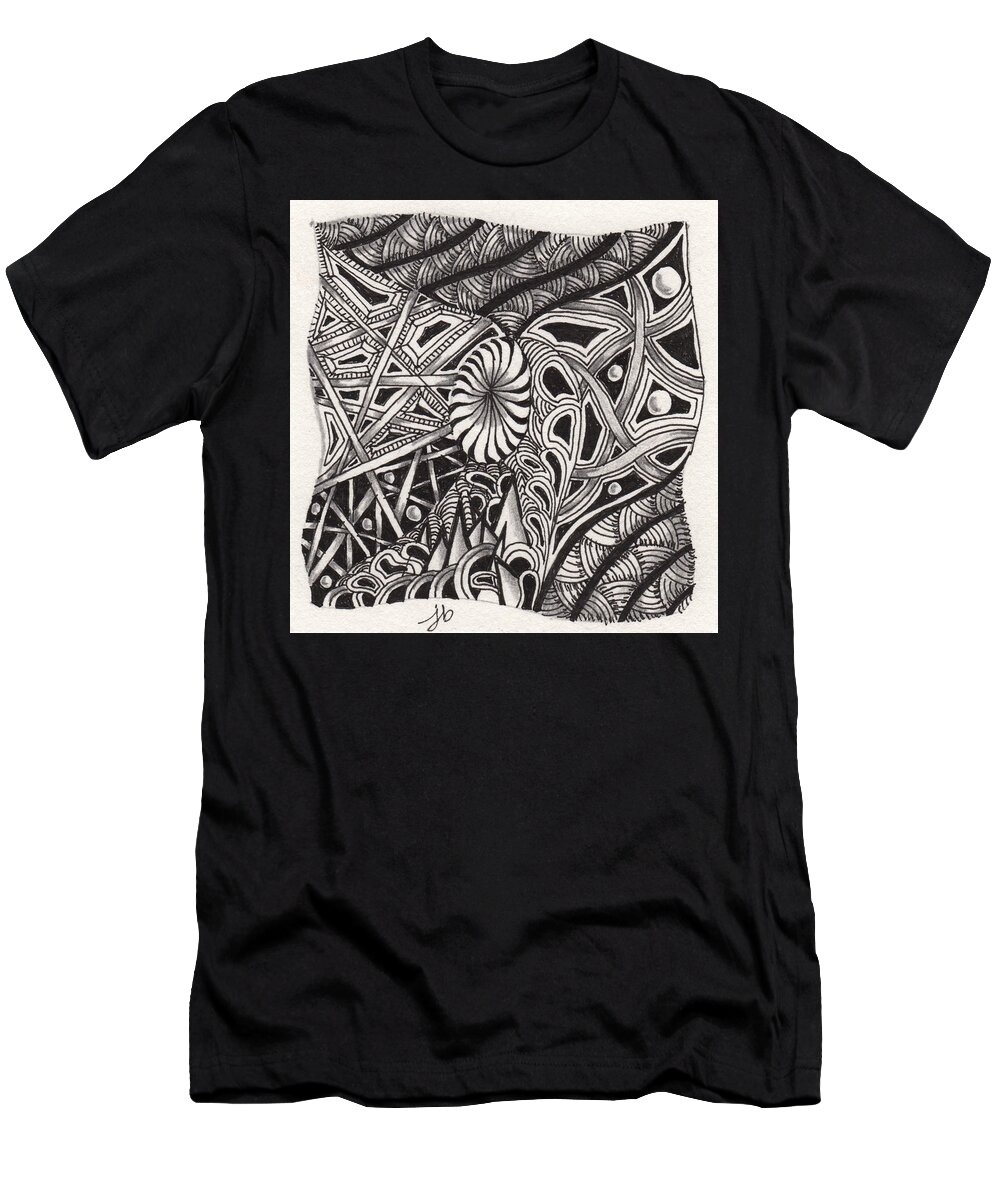 Zentangle T-Shirt featuring the drawing Zentangle Abstract 1 by Jan Steinle