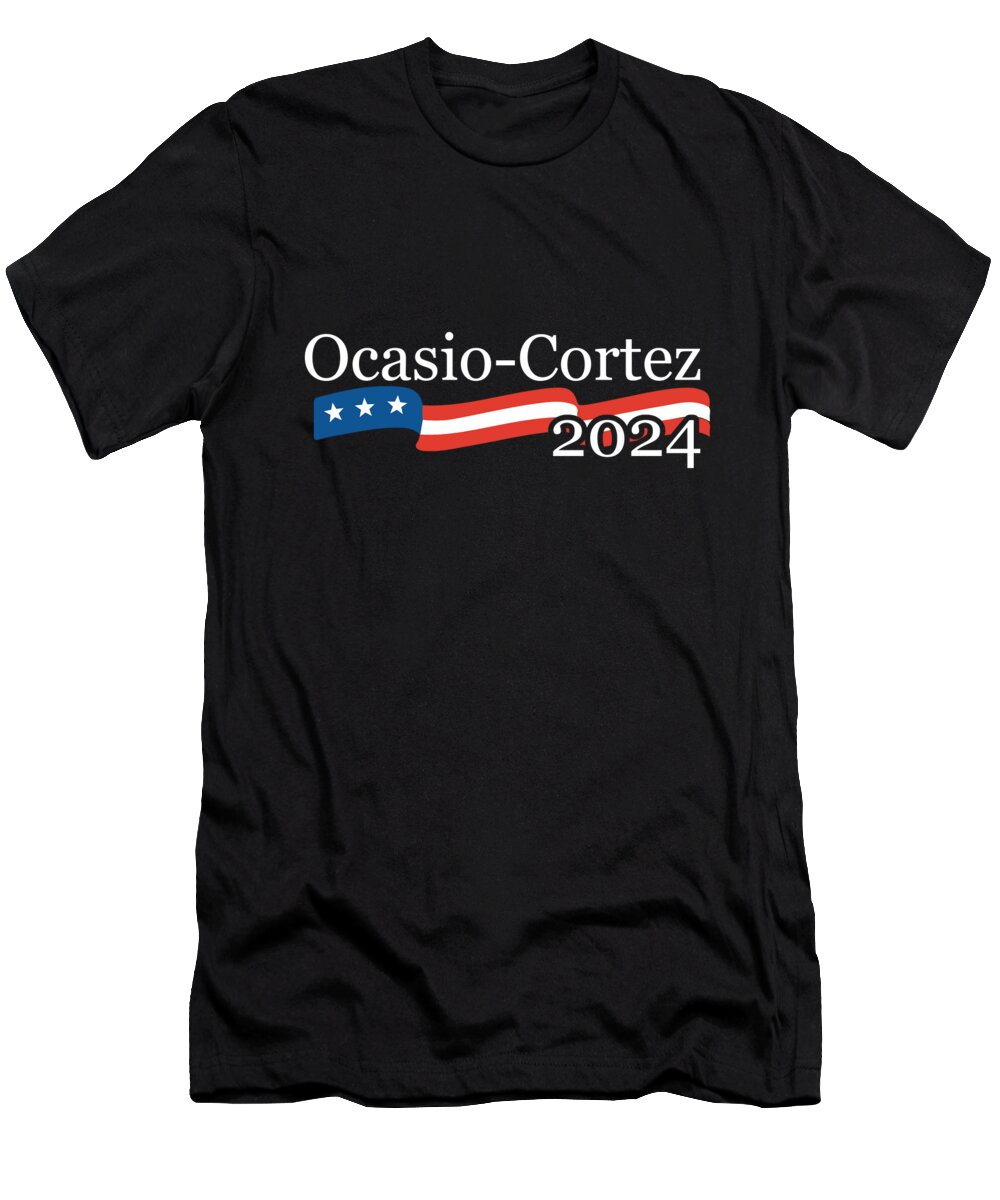 Socialism T-Shirt featuring the digital art Alexandria Ocasio Cortez 2024 #1 by Flippin Sweet Gear