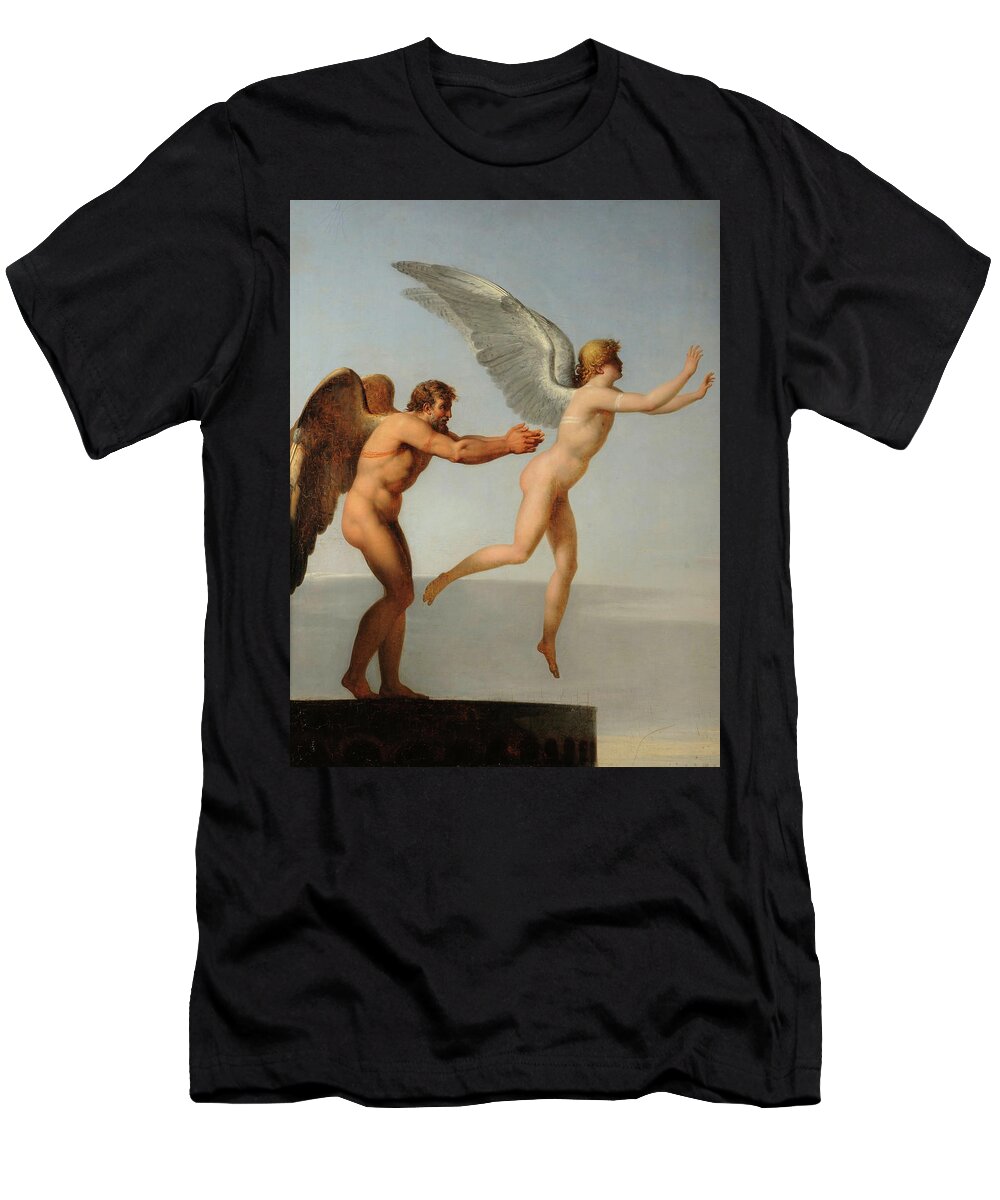 Charles Paul Landon T-Shirt featuring the painting Daedalus and Icarus, 1799 #1 by Charles Paul Landon