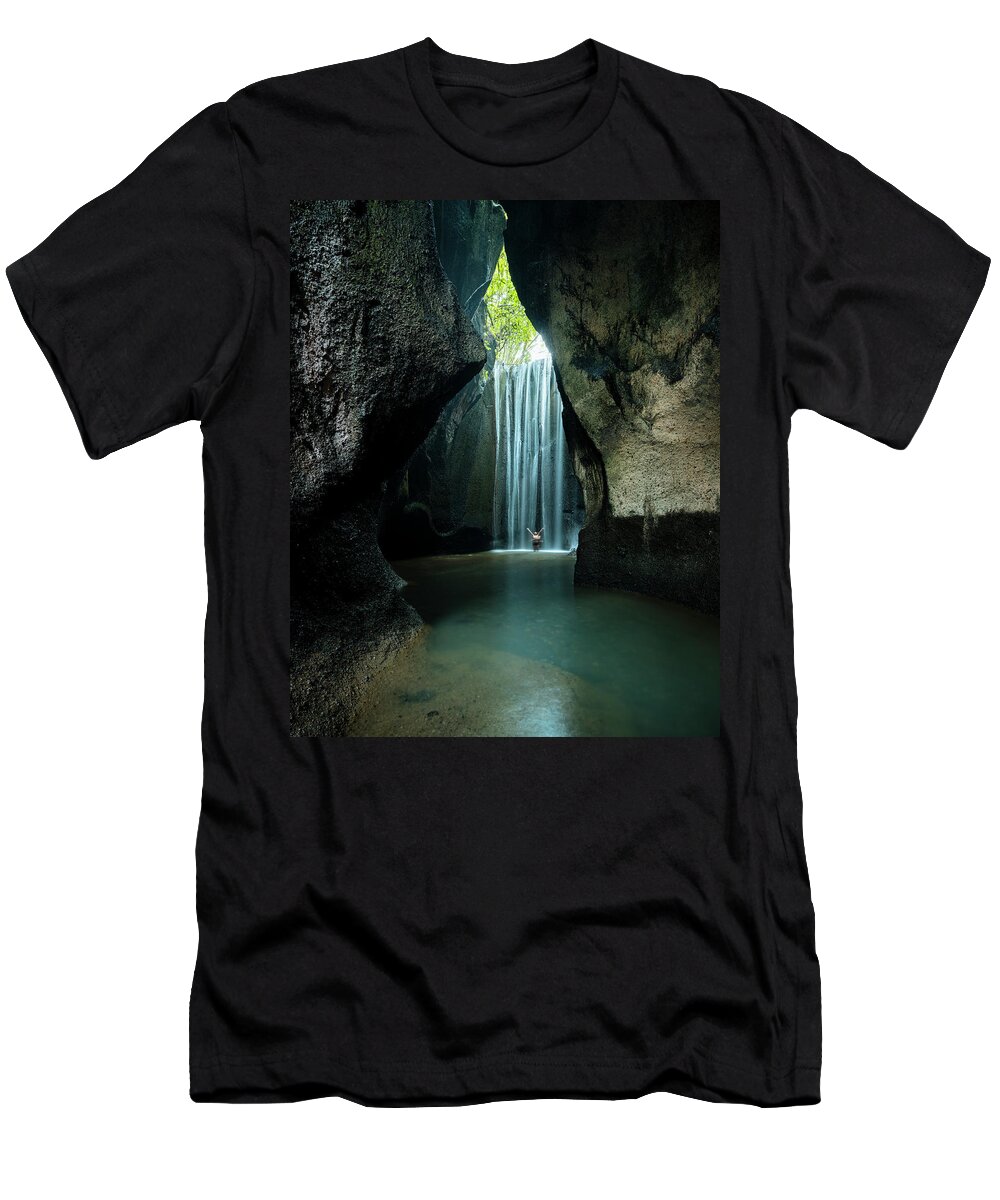 Estock T-Shirt featuring the digital art Indonesia, Bali Island, Bali, Tukad Cepung Waterfall #1 by Ben Pipe