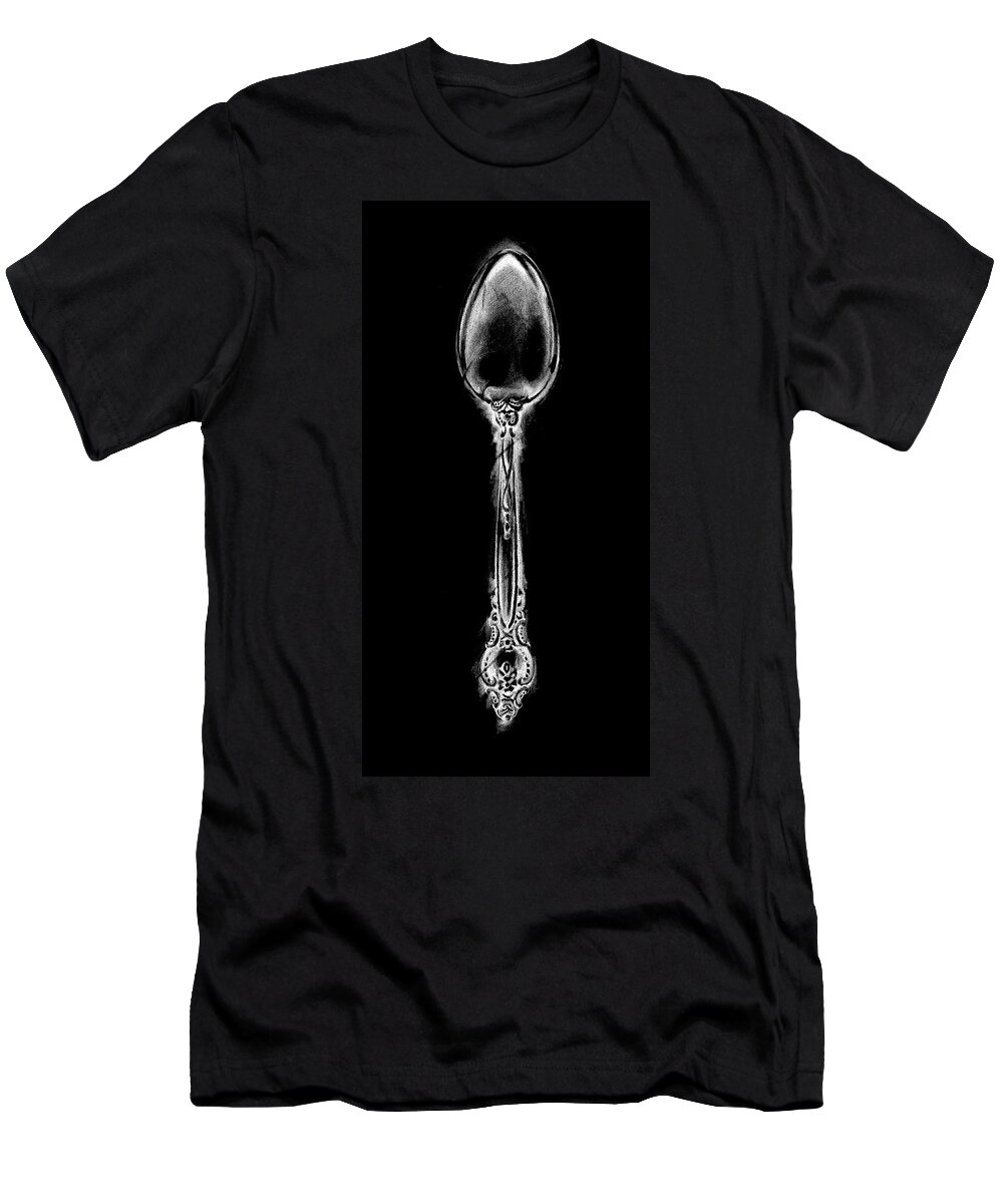 Kitchen T-Shirt featuring the painting Ornate Cutlery On Black II #1 by Ethan Harper