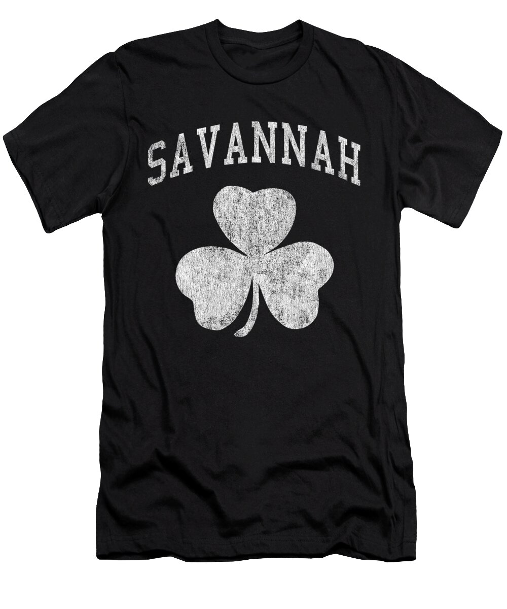 St-patricks-day-group-shirts T-Shirt featuring the digital art Savannah Georgia Irish Shamrock #1 by Flippin Sweet Gear
