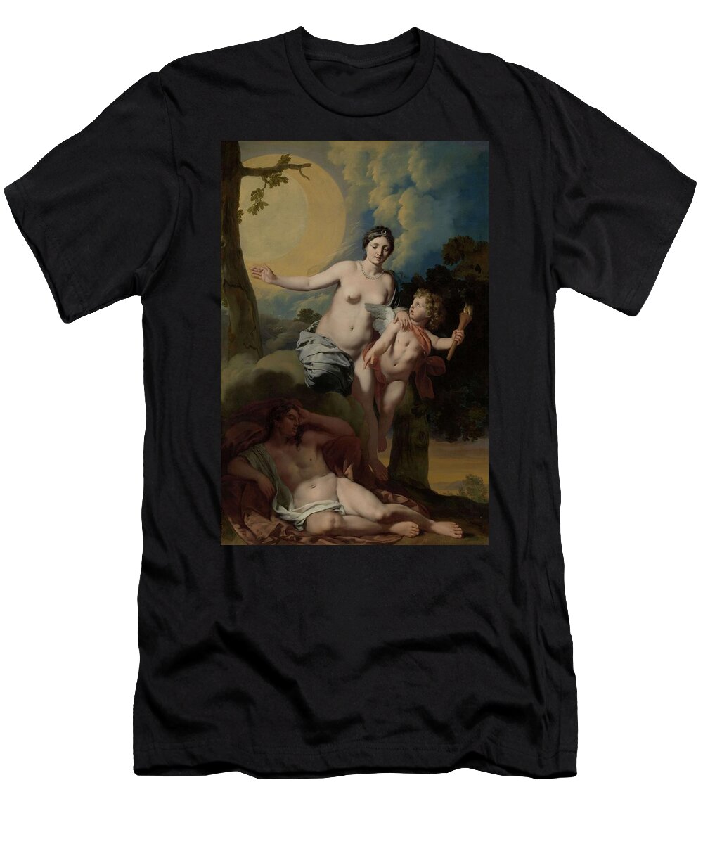 Canvas T-Shirt featuring the painting Selene and Endymion. #1 by Gerard de Lairesse