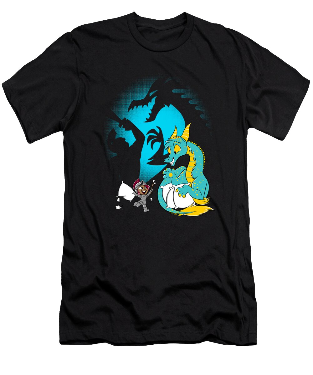Dragon T-Shirt featuring the drawing Shadow Dragon Puppet Theatre by Hylda Taffa