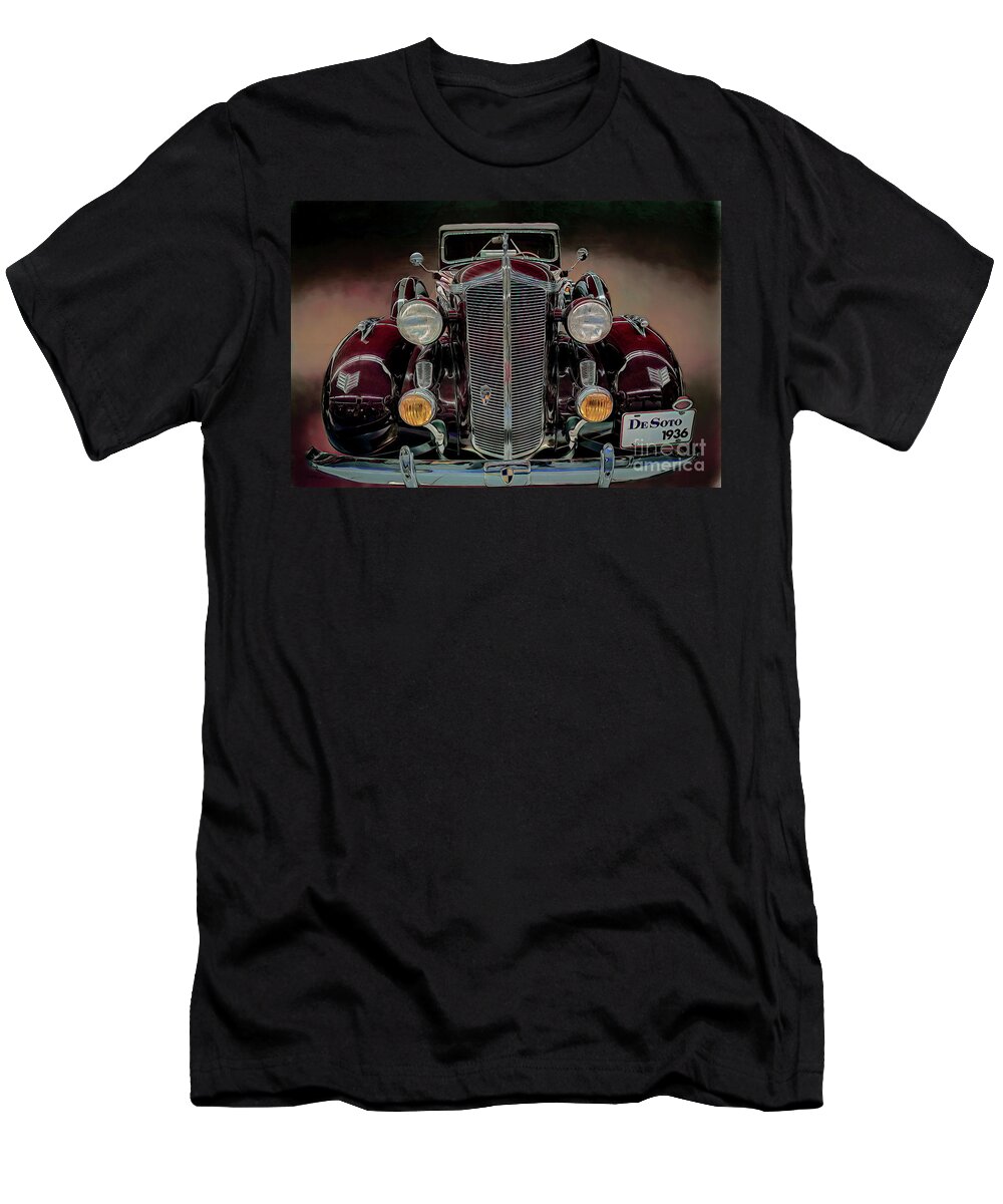 Cars T-Shirt featuring the mixed media 1936 DeSoto Artistry by DB Hayes
