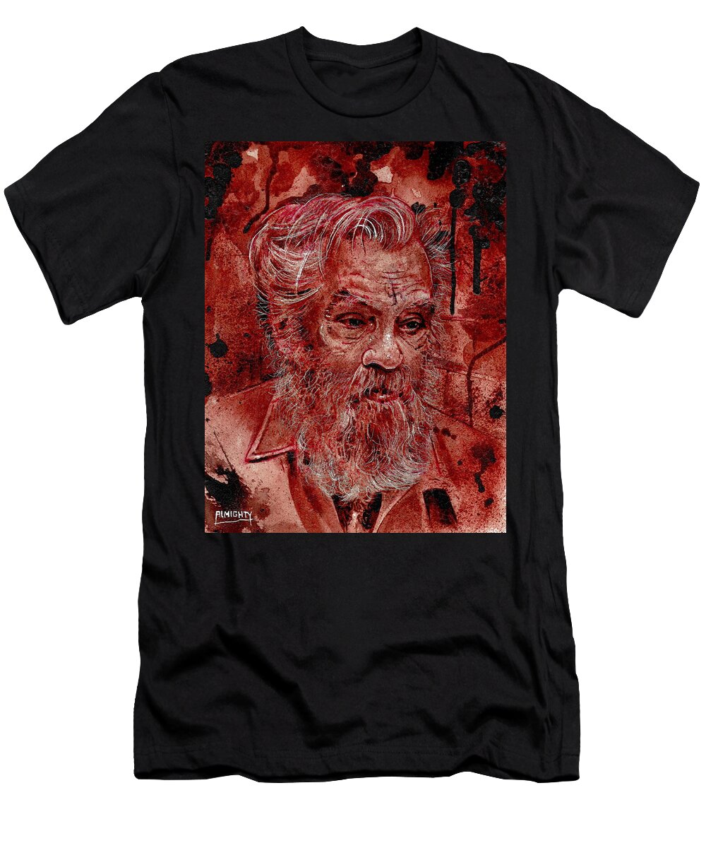 Ryan Almighty T-Shirt featuring the painting CHARLES MANSON port dry blood by Ryan Almighty