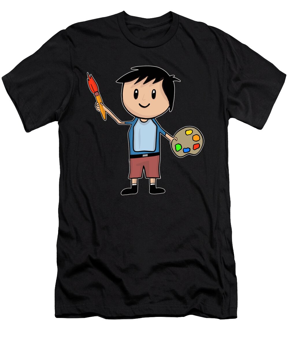 Drawing T-Shirt featuring the digital art Little Artist Boy With Brush And Palette #2 by Mister Tee
