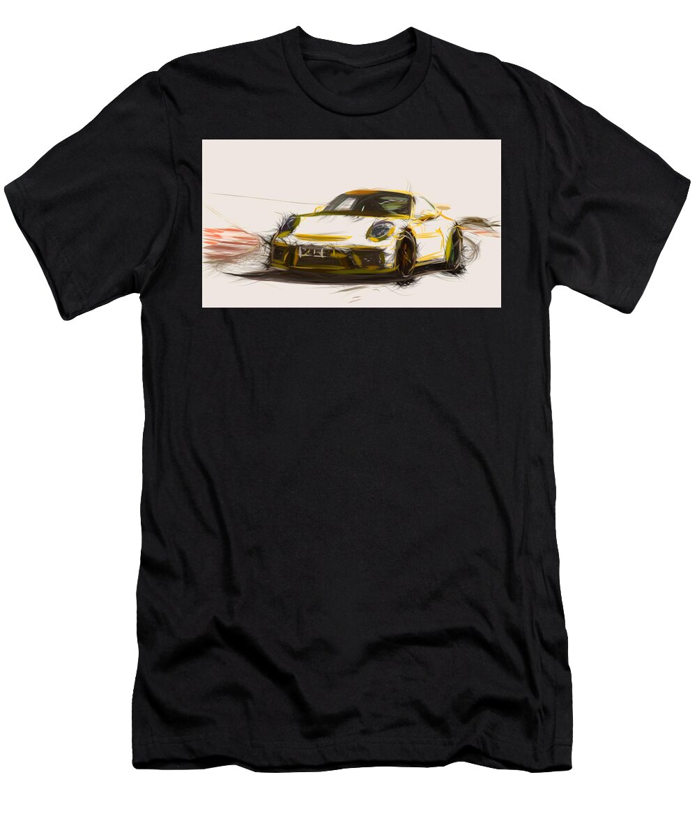 Porsche T-Shirt featuring the digital art Porsche 911 GT3 Drawing #22 by CarsToon Concept