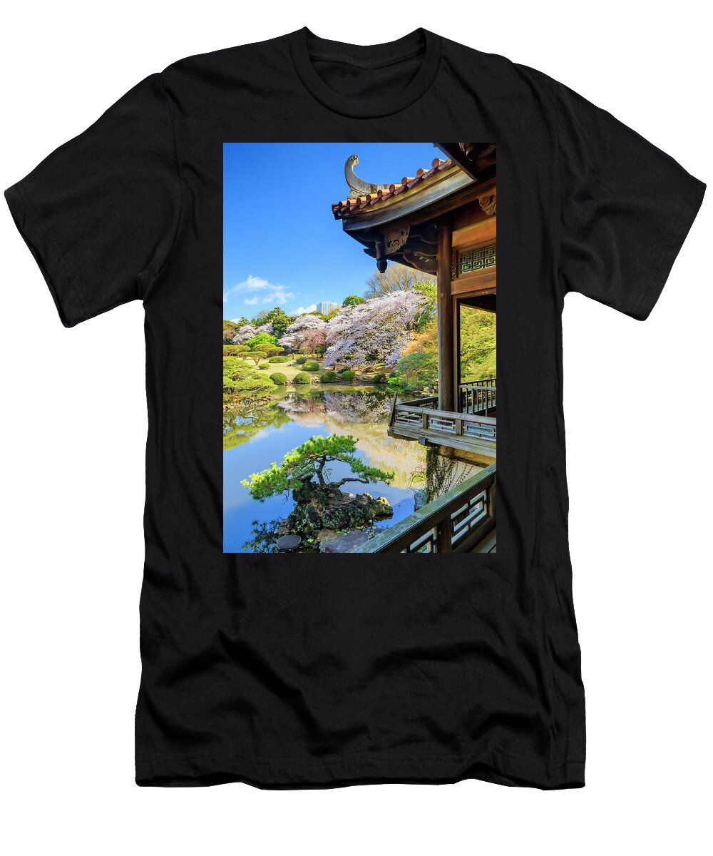 Japan, Kanto, Tokyo, Shinjuku, Cherry Blossom, Sakura, In Shinjuku Gyoen  National Garden T-Shirt by Maurizio Rellini - Pixels