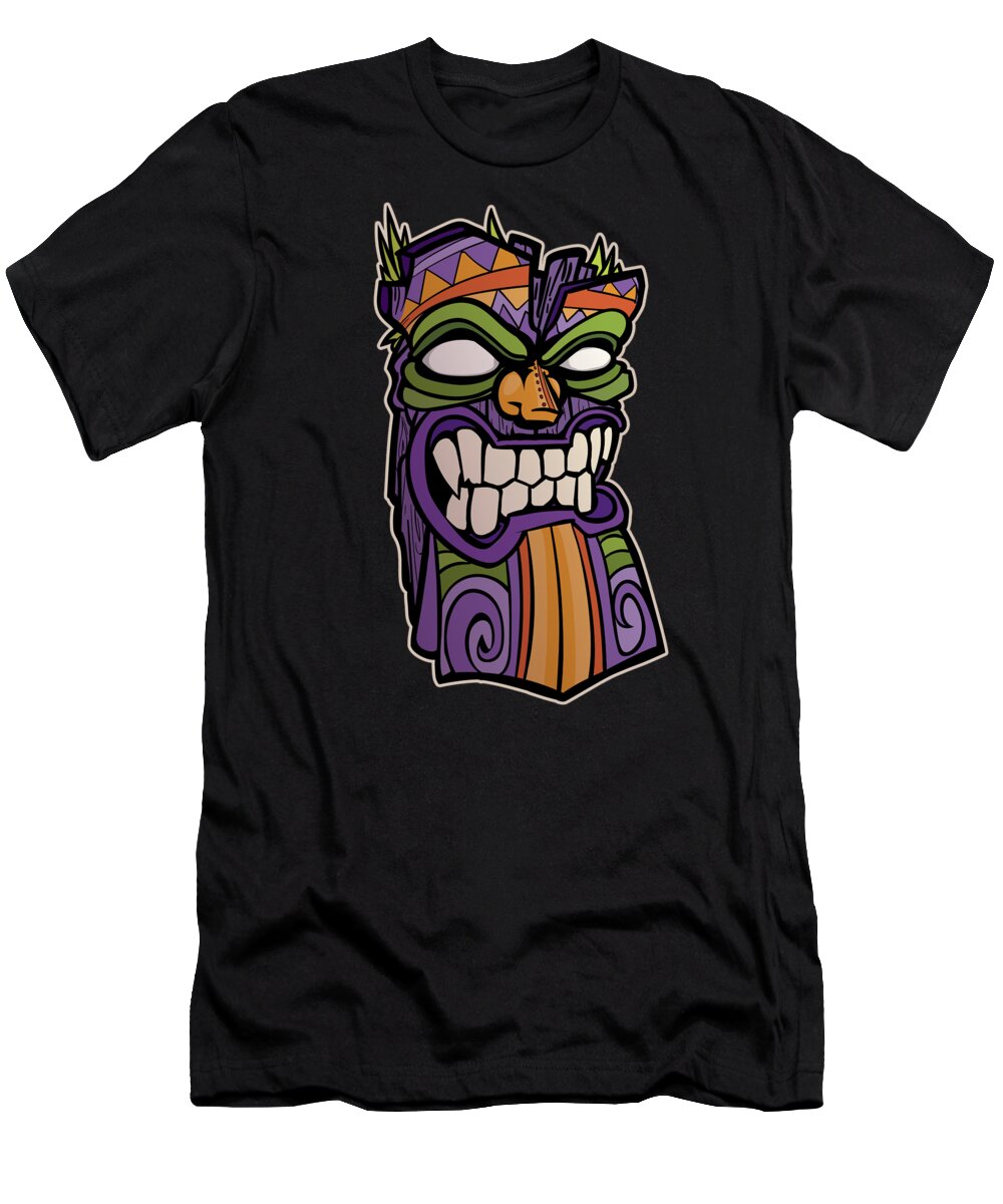 Wood T-Shirt featuring the digital art Tiki Mask Illustration #2 by Mister Tee