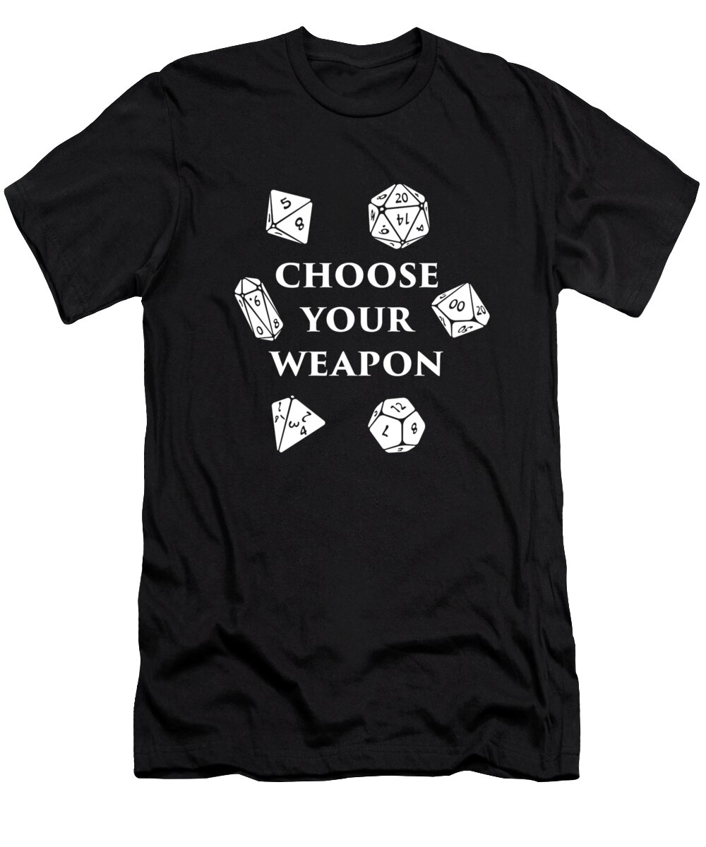 Rpg Gift T-Shirt featuring the digital art Funny DND Gift for Dungeon Masters DM and Roleplay Gamers RPG Tabletop Gaming Dice Games and DD Fantasy #3 by Martin Hicks