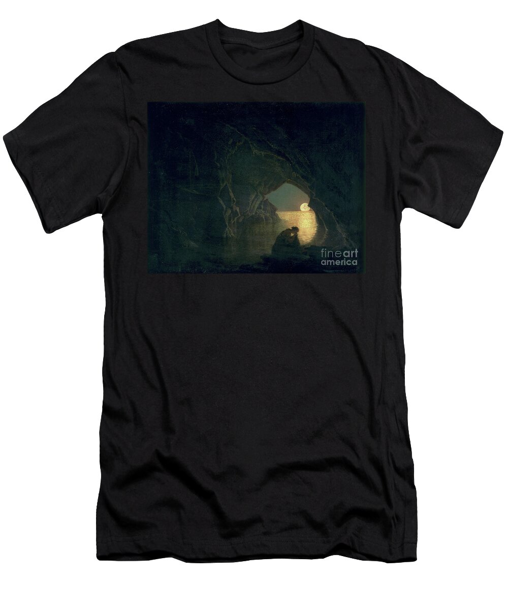 Art T-Shirt featuring the painting A Grotto With The Figure Of Julia, 1780 by Joseph Wright Of Derby