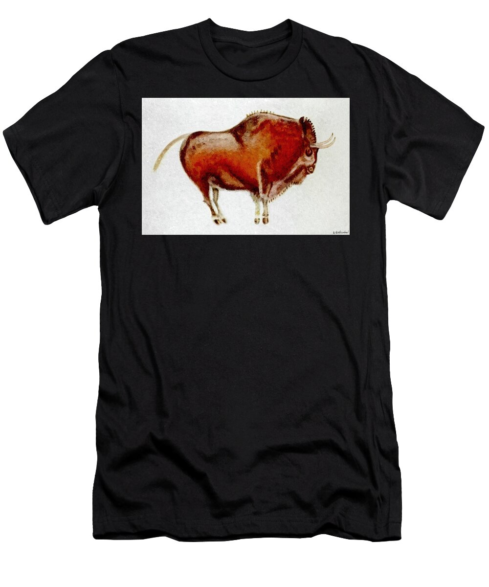 Altamira T-Shirt featuring the digital art Altamira Prehistoric Bison by Weston Westmoreland