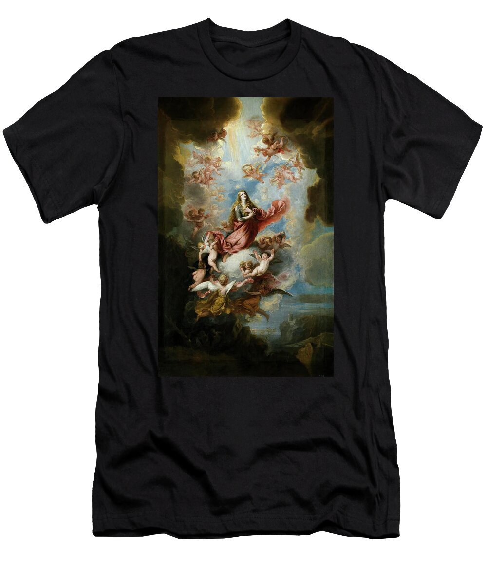 Claudio) Anonimo (copia Coello T-Shirt featuring the painting Anonymous -Copy Coello, Claudio- / 'Transit of Mary Magdalene', Late 17th century, Spanish School. by Claudio Coello -1642-1693-
