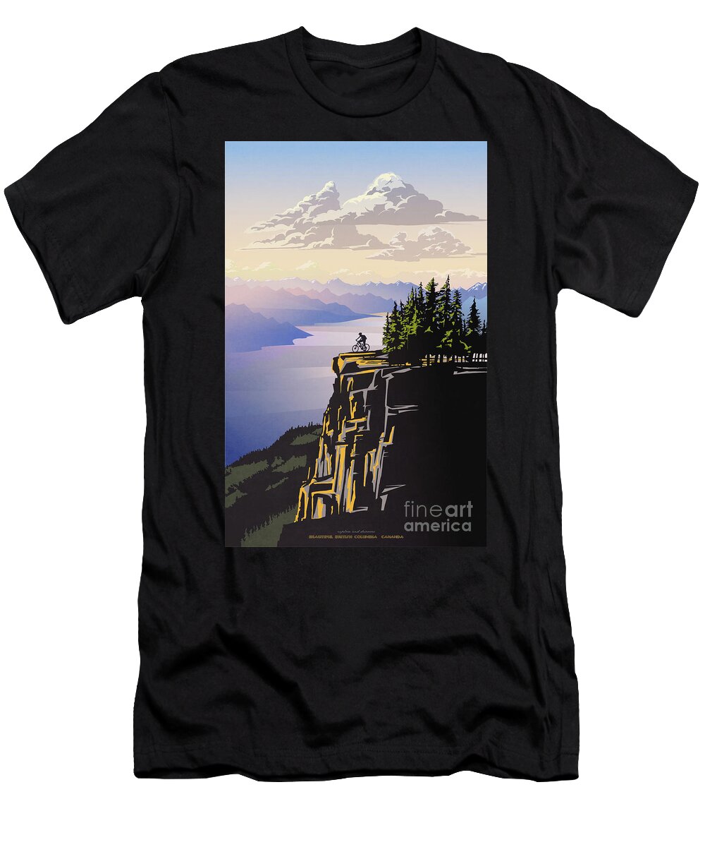 Cycling Art T-Shirt featuring the painting Arrow Lake Solo by Sassan Filsoof