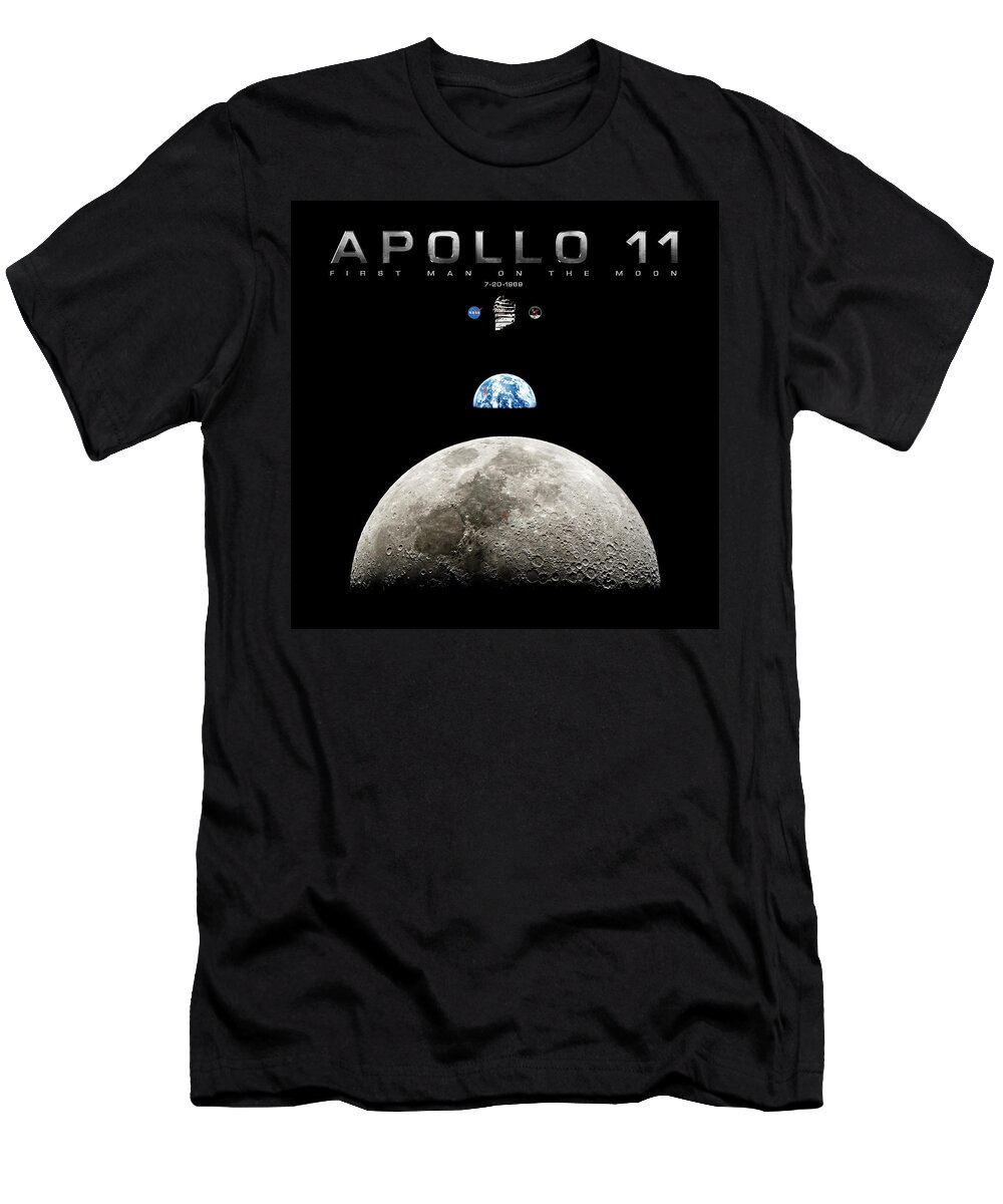 Apollo 11 T-Shirt featuring the photograph Apollo 11 First Man On The Moon by Weston Westmoreland