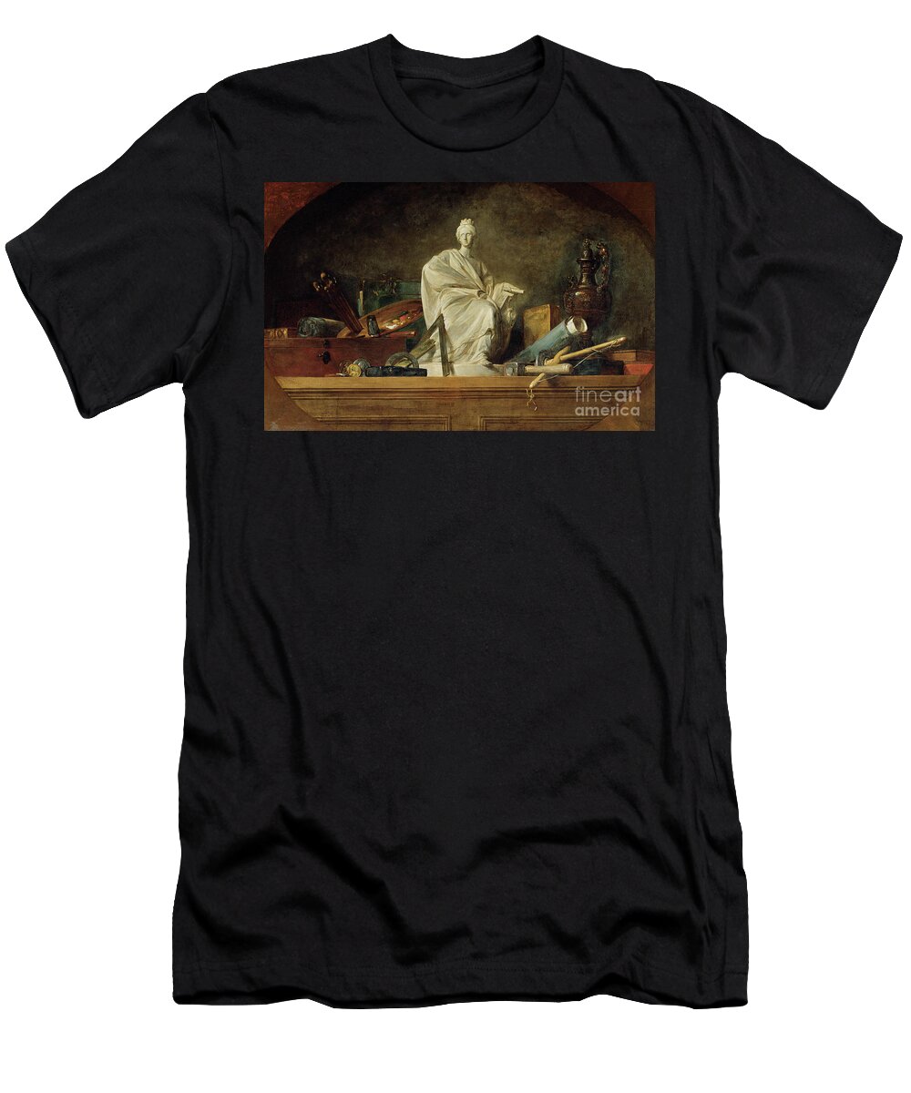 18th Century T-Shirt featuring the painting Attributes Of The Arts, 1765 by Jean-baptiste Simeon Chardin