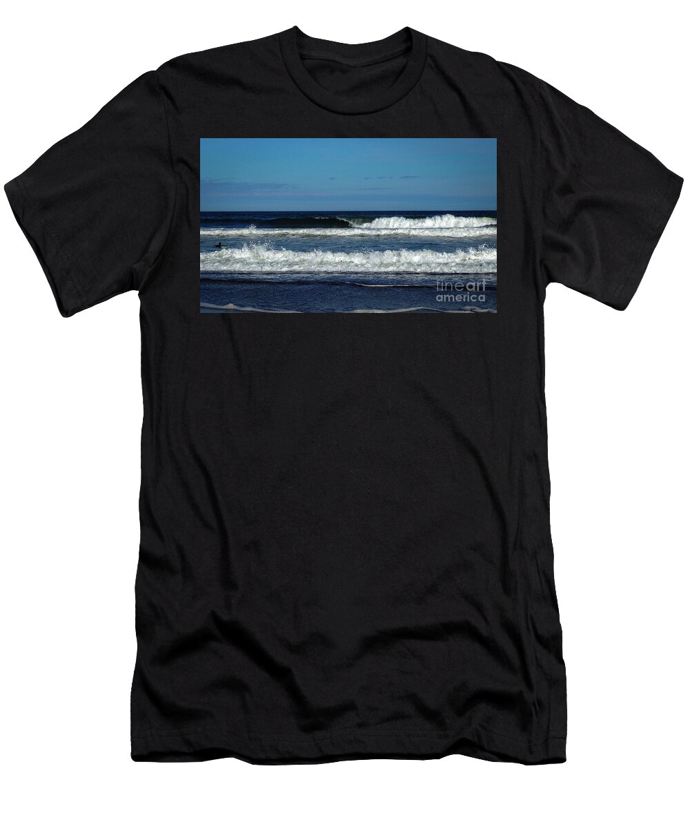 Autumn T-Shirt featuring the photograph Autumn Surfing Post Hurricane by Mary Capriole