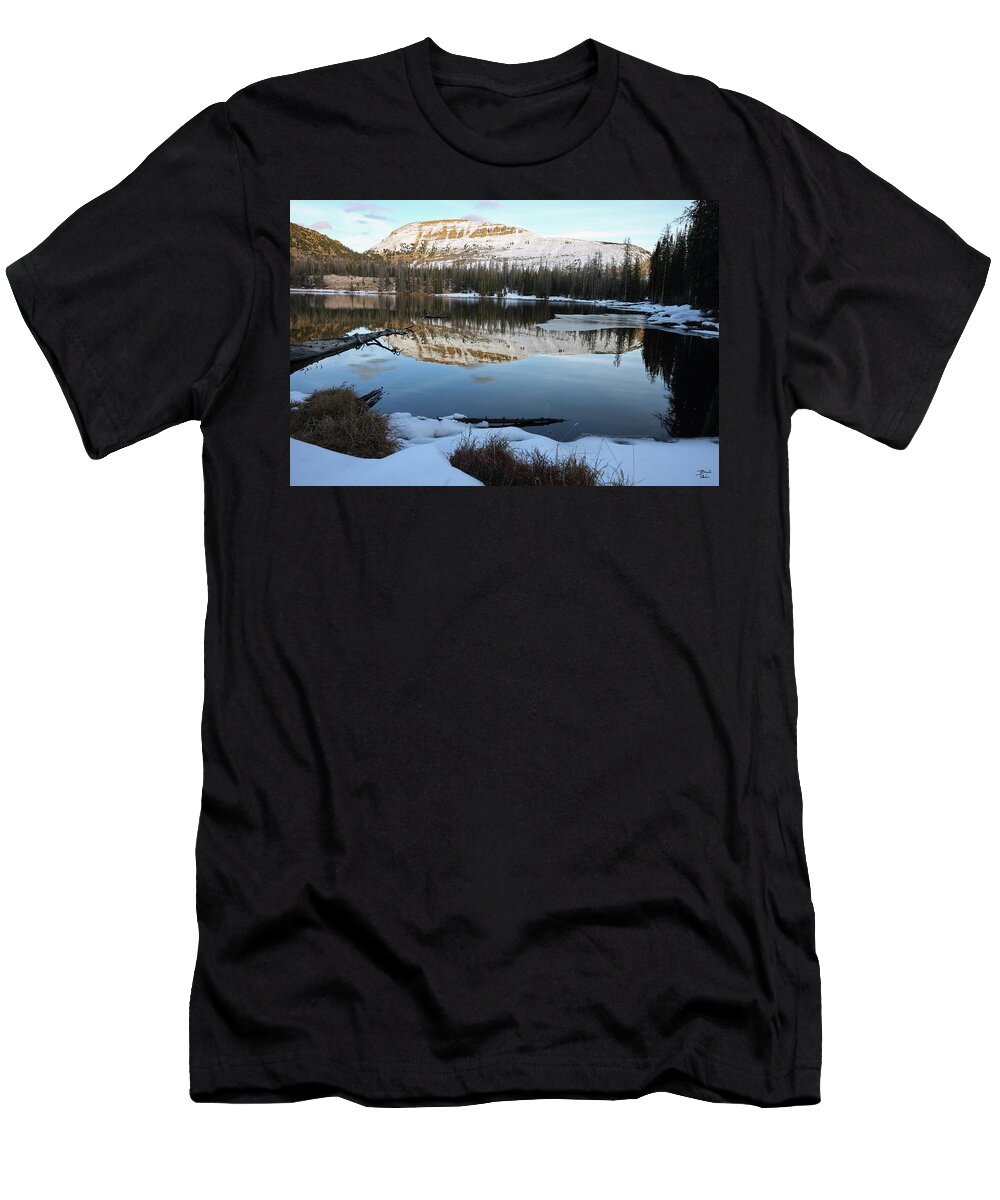 Utah T-Shirt featuring the photograph Bald Mountain Sunset on Clegg Lake - Uinta Mountains, Utah by Brett Pelletier
