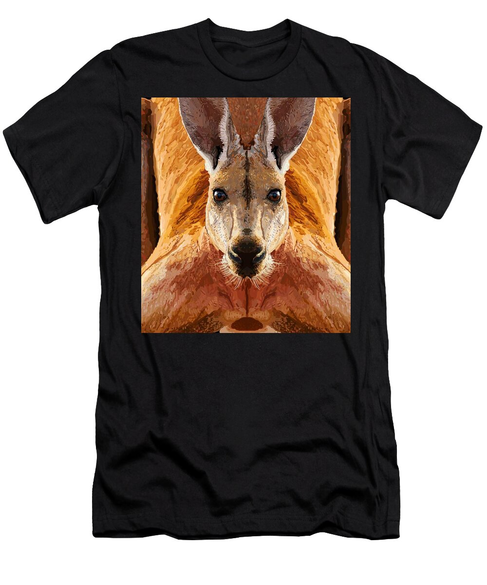 Portrait T-Shirt featuring the drawing Big Boy Red Kangaroo  by Joan Stratton