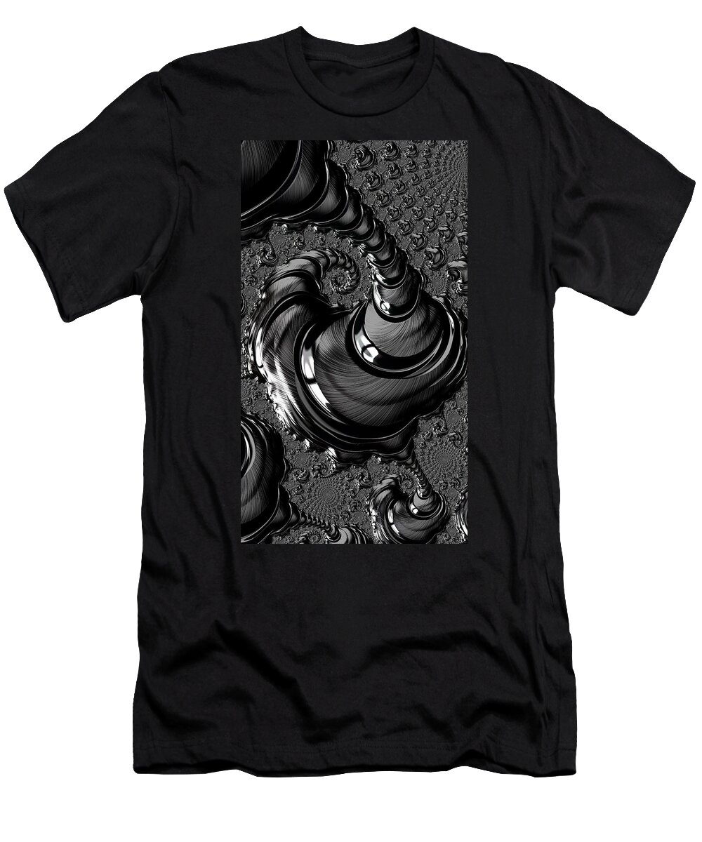 Bland And White T-Shirt featuring the photograph Black and White Fractal Swirls by Doris Aguirre