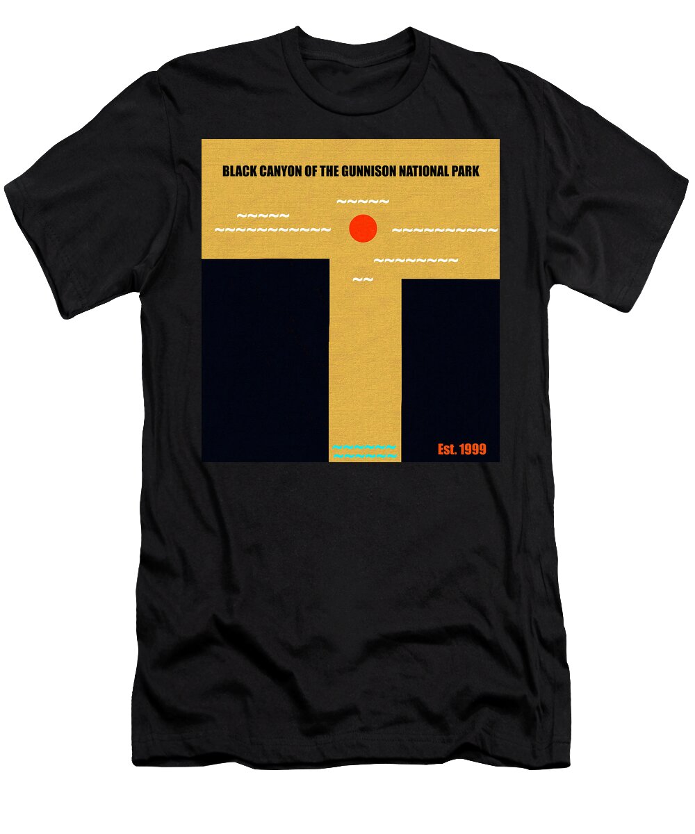 Black Canyon Of The Gunnison National Park Colorado T-Shirt featuring the mixed media Black Canyon of the Gunnison N. P. M series by David Lee Thompson