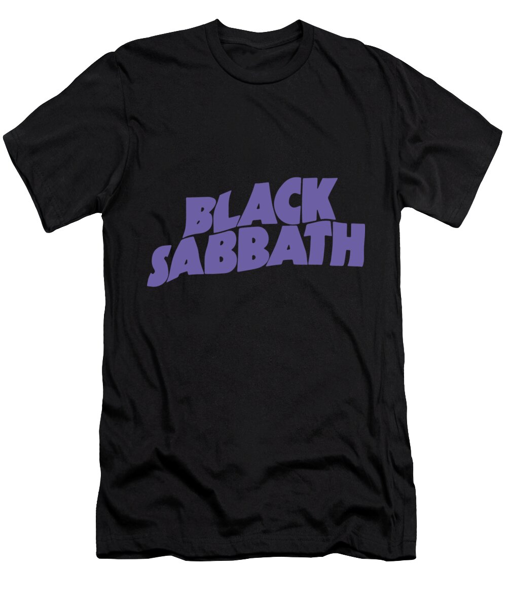 Music T-Shirt featuring the digital art Black Sabbath Purple logo music by Connor Mansell