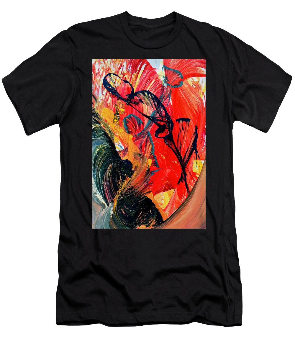 Abstract T-Shirt featuring the painting Blooming by Mary Schiros