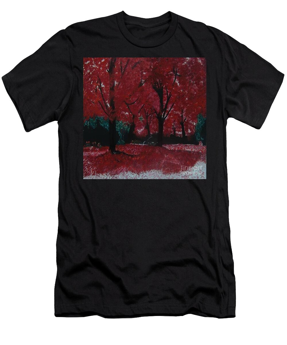 Acrylic T-Shirt featuring the painting Blooming Red by Denise Morgan