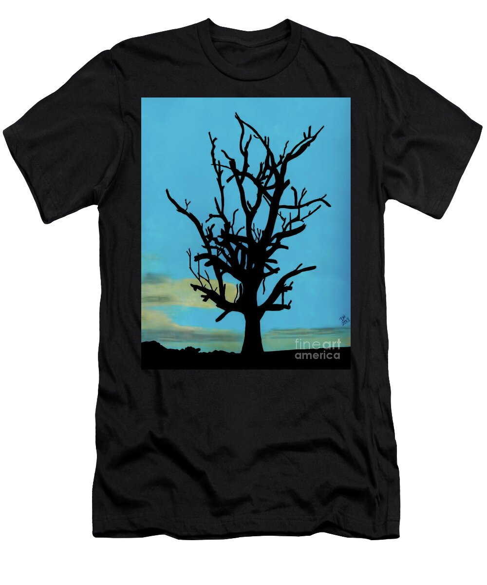 Sunset T-Shirt featuring the drawing Blue Sunset by D Hackett
