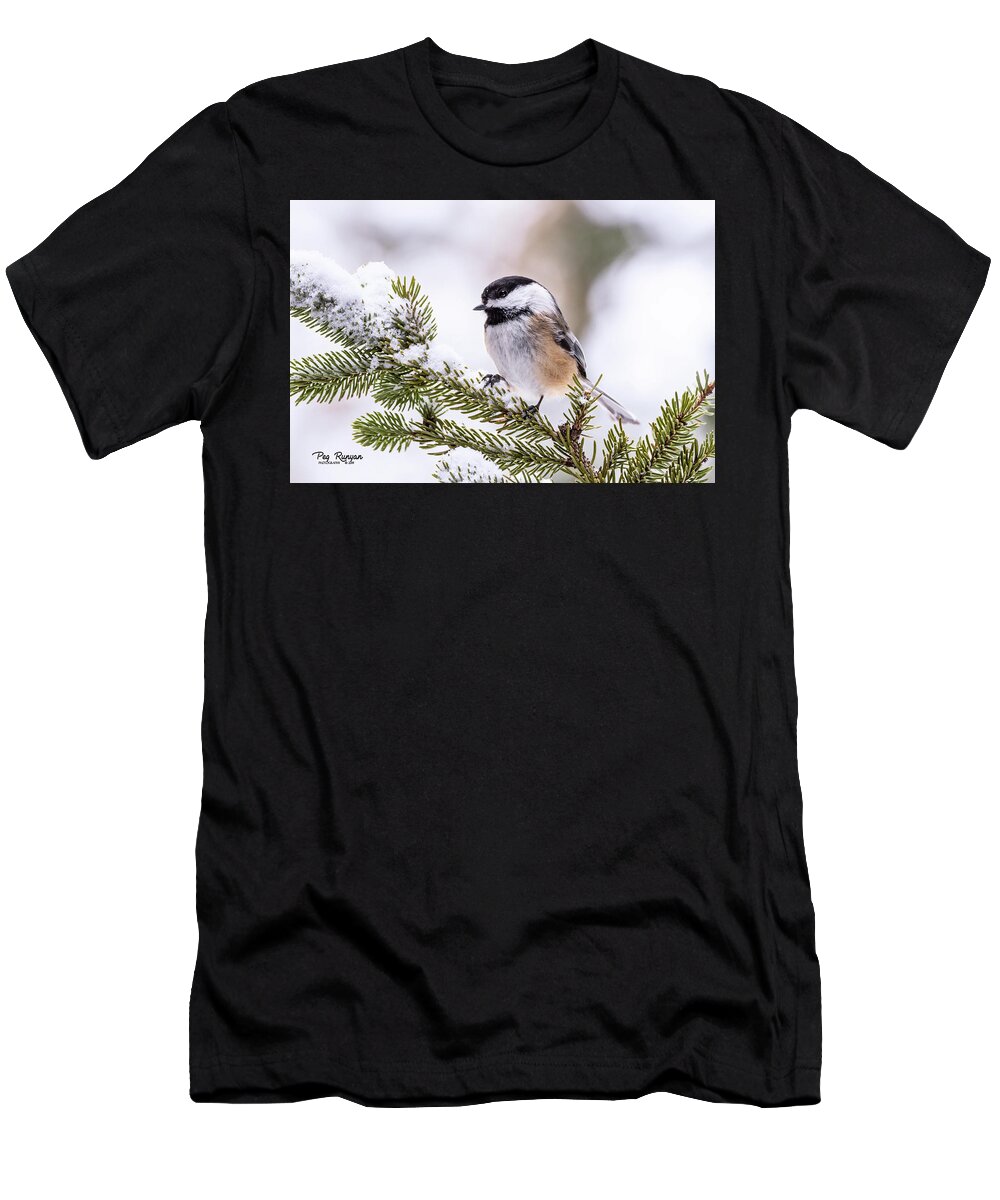 Chickadee T-Shirt featuring the photograph Branching Out by Peg Runyan