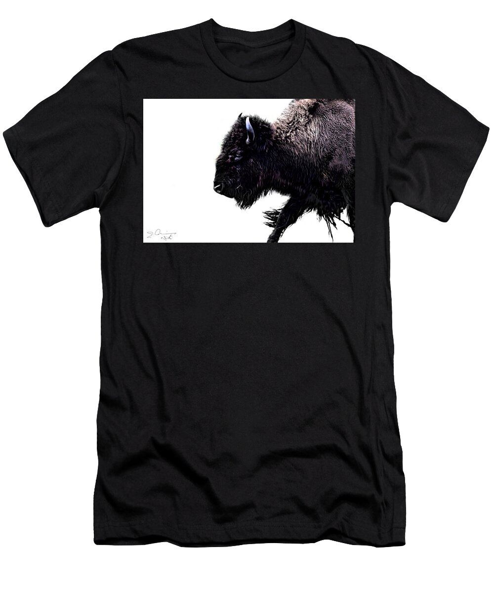 Evie T-Shirt featuring the photograph Buffalo on White by Evie Carrier