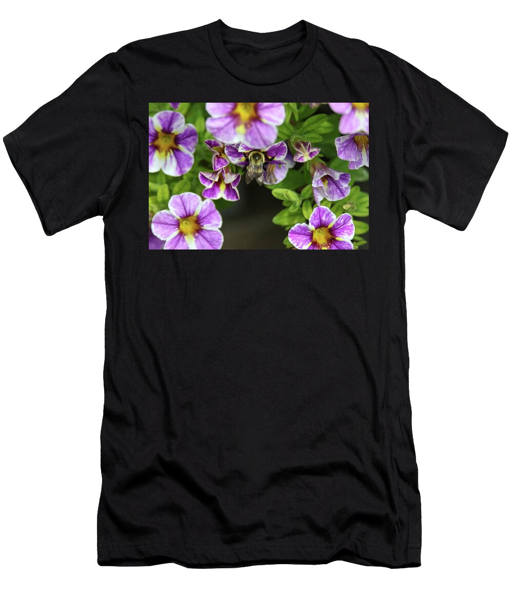 Bumble Bee T-Shirt featuring the photograph Bumbler in flower by Brook Burling