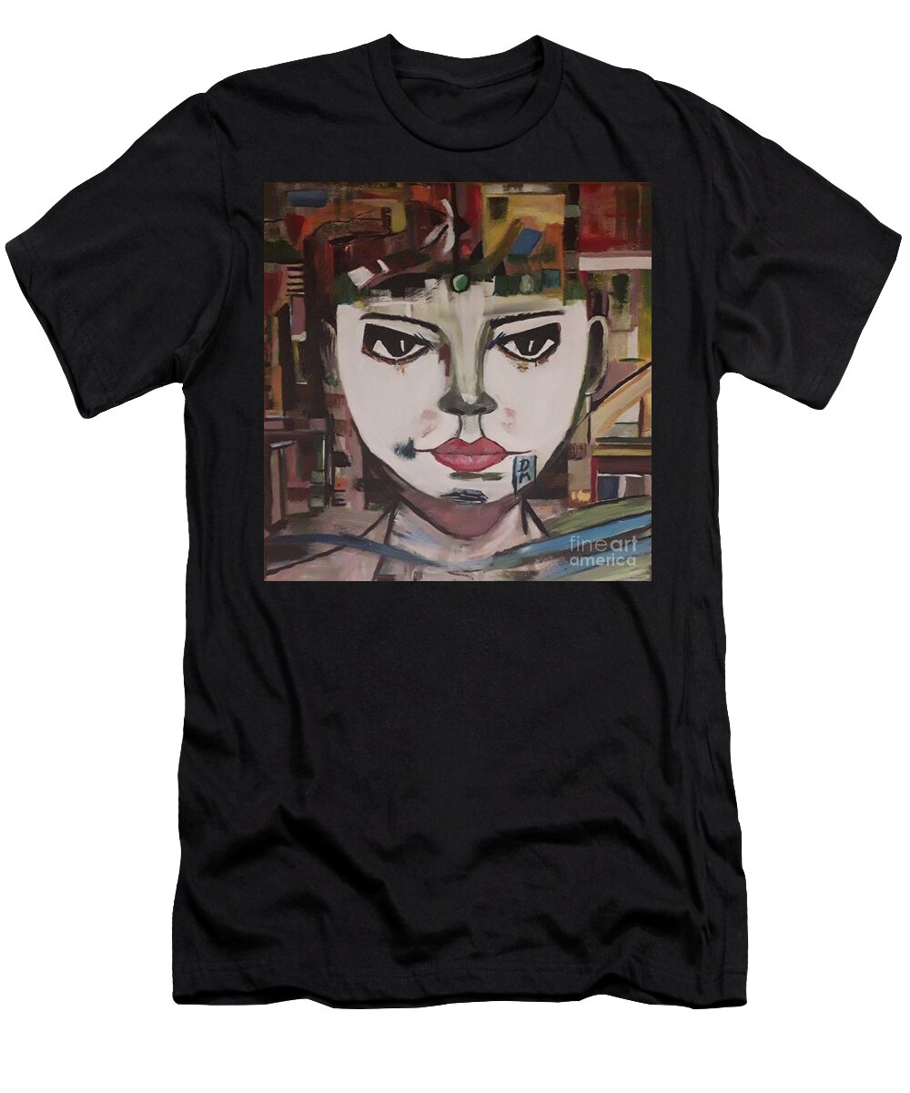 Acrylic T-Shirt featuring the painting Callista - moon child Goddess by Denise Morgan
