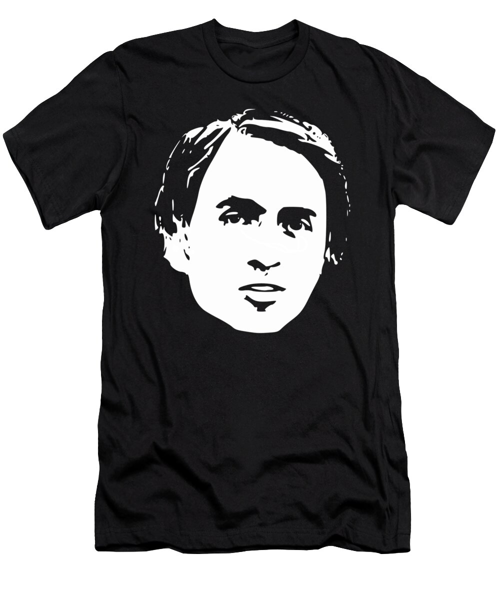Carl Sagan T-Shirt featuring the digital art Carl Sagan Minimalistic Pop Art by Megan Miller