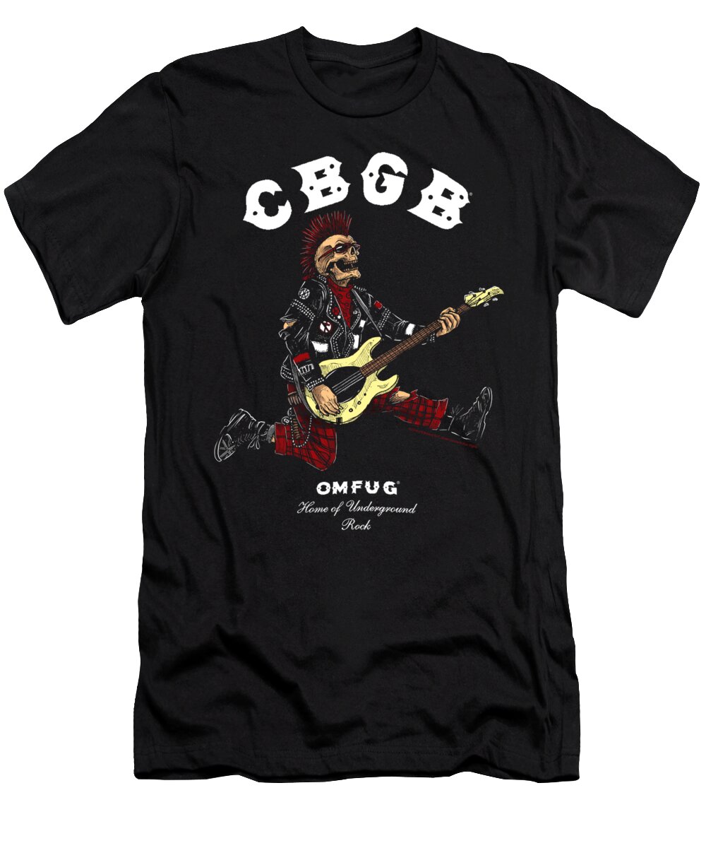  T-Shirt featuring the digital art Cbgb - Skull Jump by Brand A
