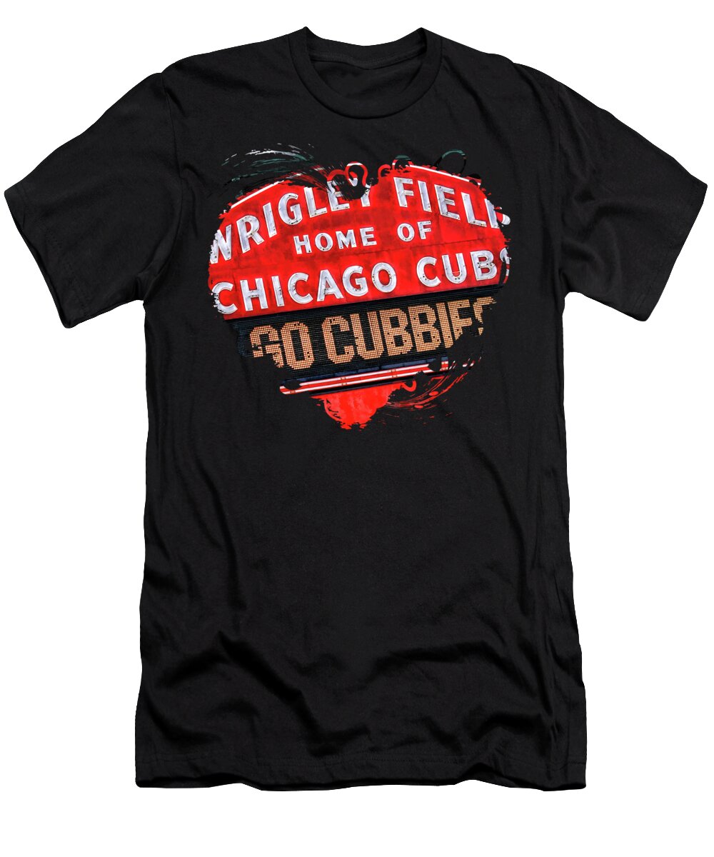 Chicago T-Shirt featuring the painting Chicago Cubs Wrigley Field by Christopher Arndt
