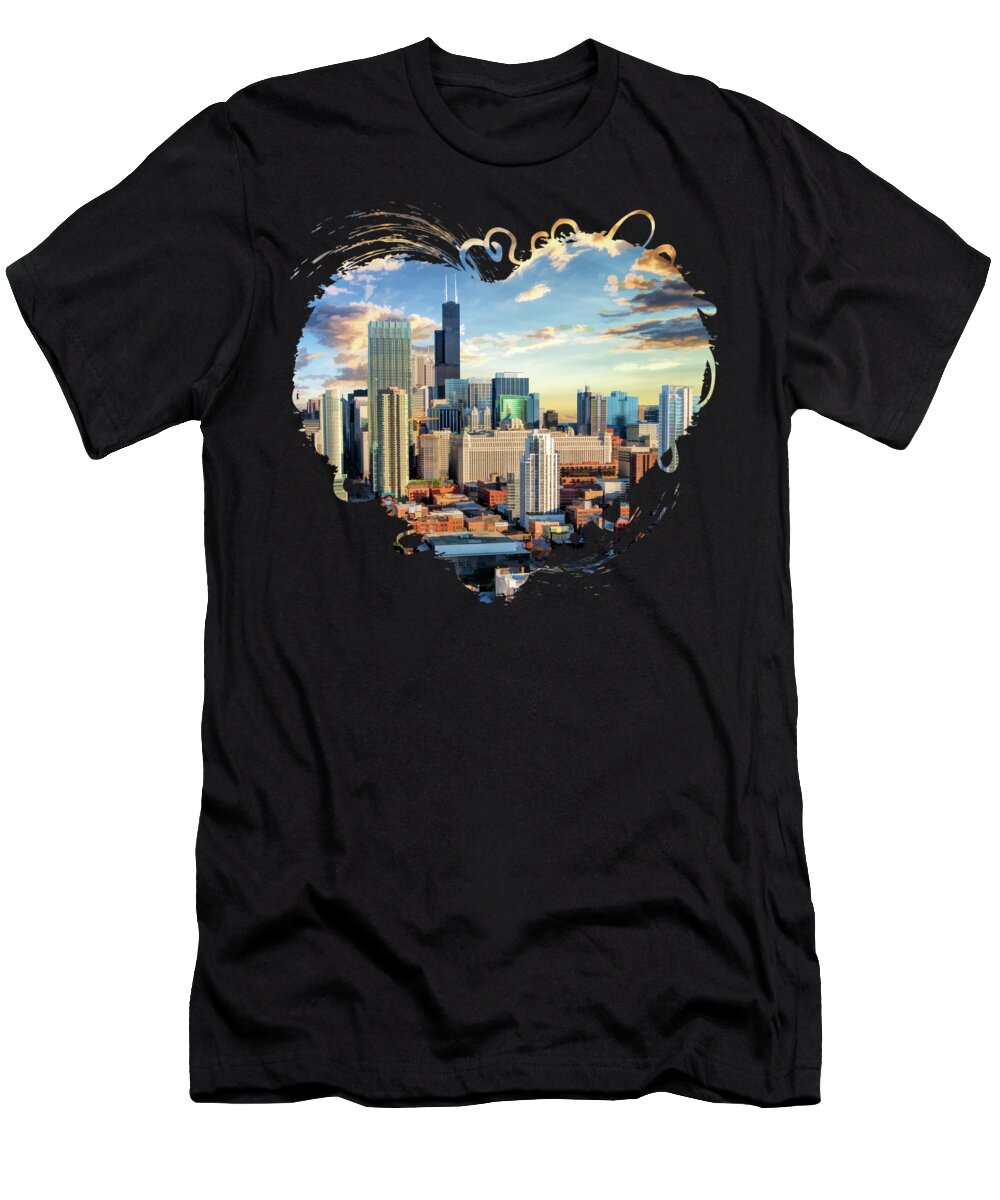 Chicago T-Shirt featuring the painting Chicago River North by Christopher Arndt