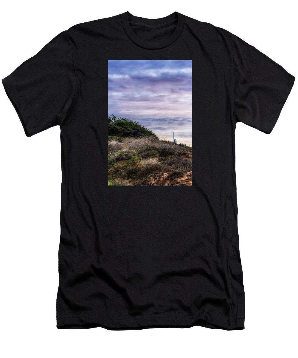Bird T-Shirt featuring the photograph Cliffside Watcher by Laura Roberts
