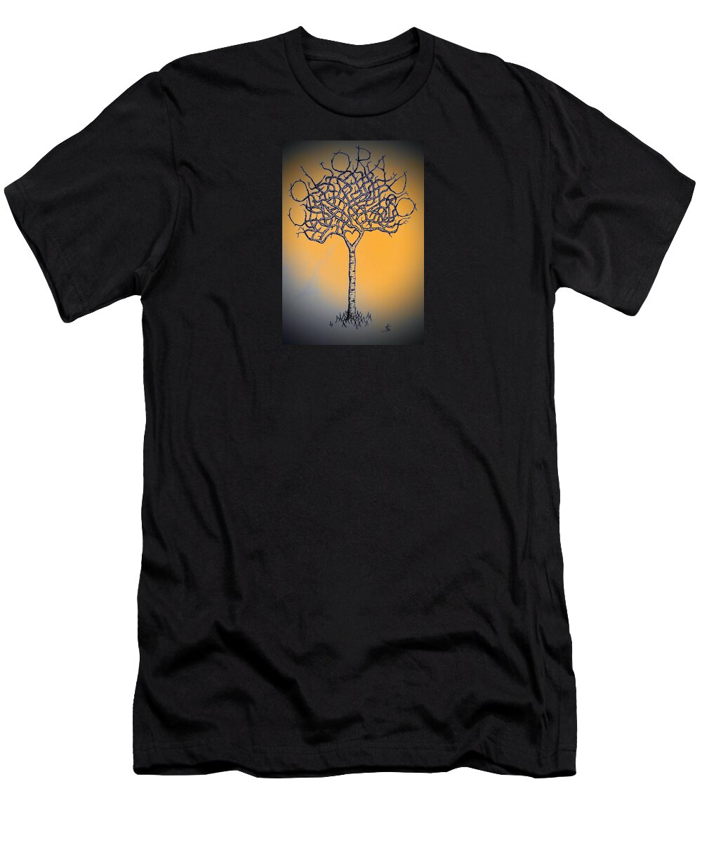 Colorado T-Shirt featuring the drawing Colorado Aspen Love Tree by Aaron Bombalicki