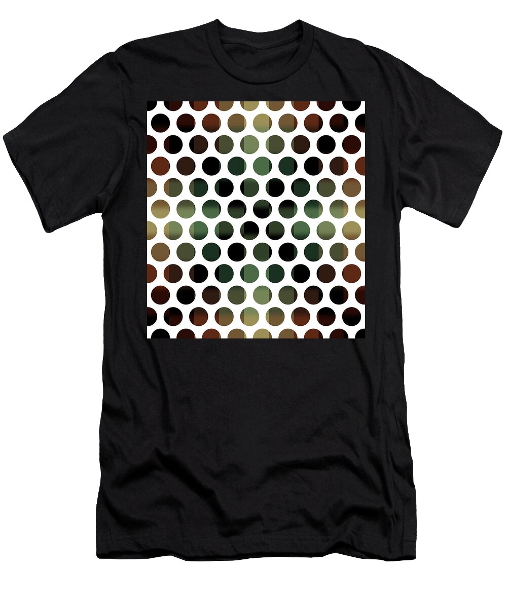 Pattern T-Shirt featuring the mixed media Colorful Dots Pattern - Polka Dots - Pattern Design 5 - Brown, Slate, Grey, Beige, Steel by Studio Grafiikka
