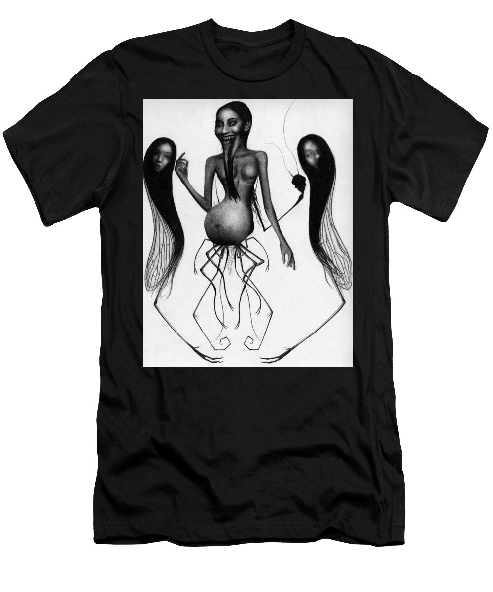 Horror T-Shirt featuring the drawing Cursebirther - Artwork by Ryan Nieves