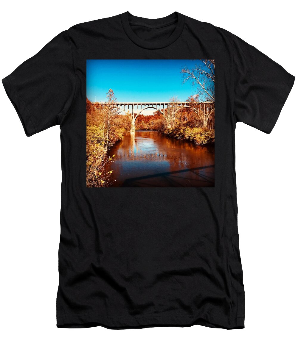 Cuyahoga T-Shirt featuring the photograph Cuyahoga River at Autumn by Alice Terrill