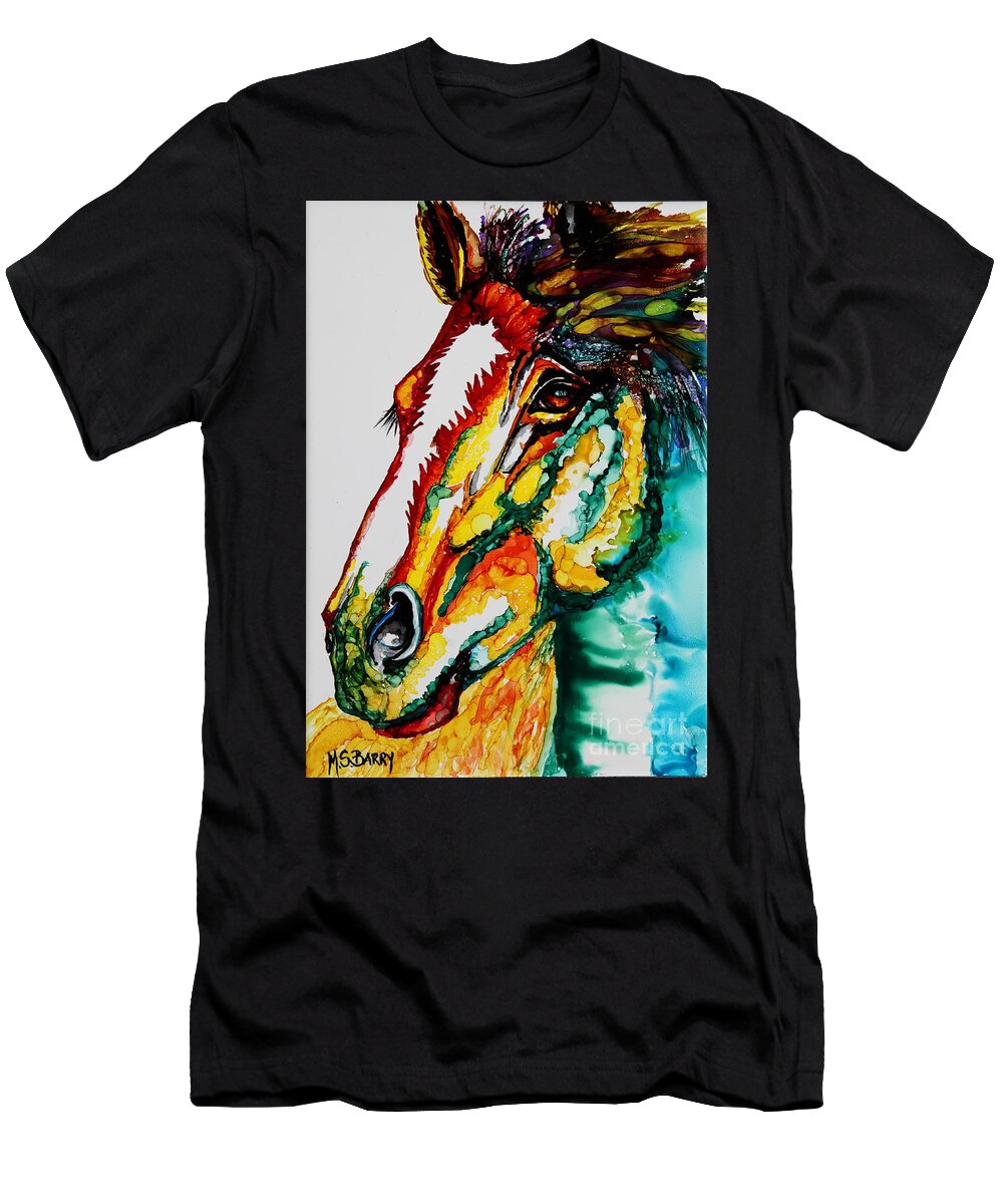 Horse T-Shirt featuring the painting Dakota by Maria Barry